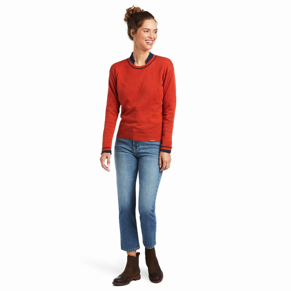 Orange Ariat Floret Women's Sweaters | FGYW28705