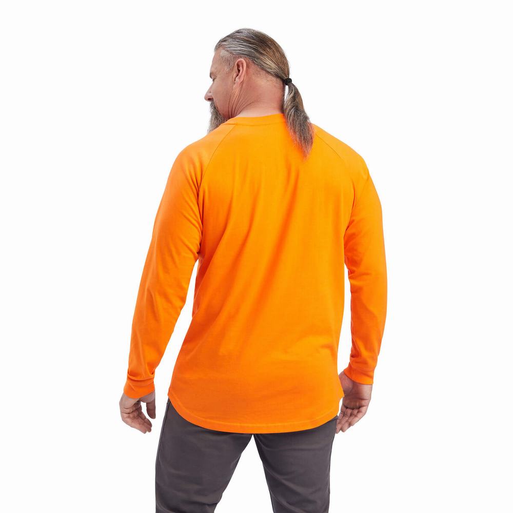 Orange Ariat Rebar Cotton Strong Men's Polo Shirts | EKHI37021