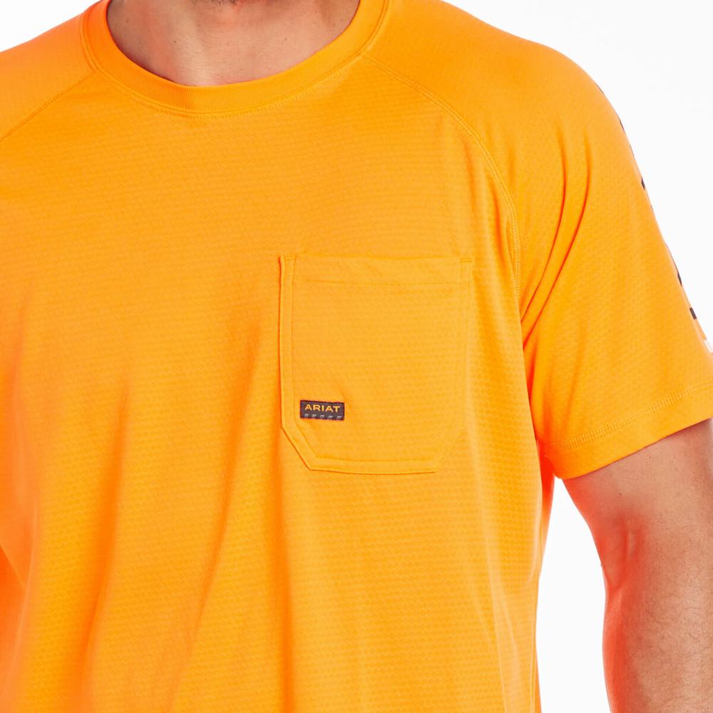 Orange Ariat Rebar Heat Fighter Men's Short Sleeve | UGAJ98024