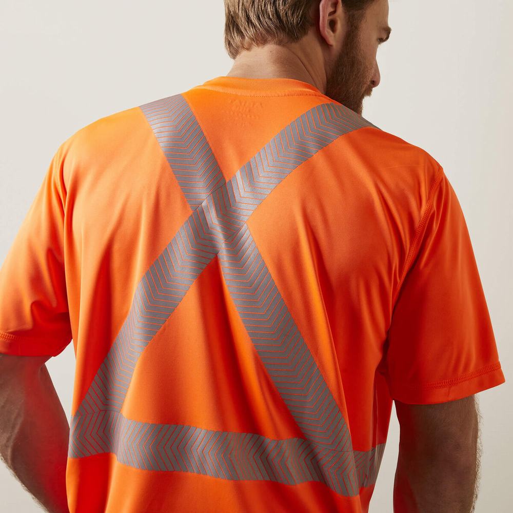 Orange Ariat Rebar Hi-Vis ANSI Men's Tops | TGRO79316