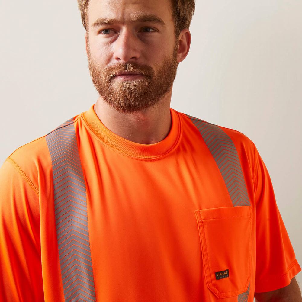 Orange Ariat Rebar Hi-Vis ANSI Men's Tops | TGRO79316