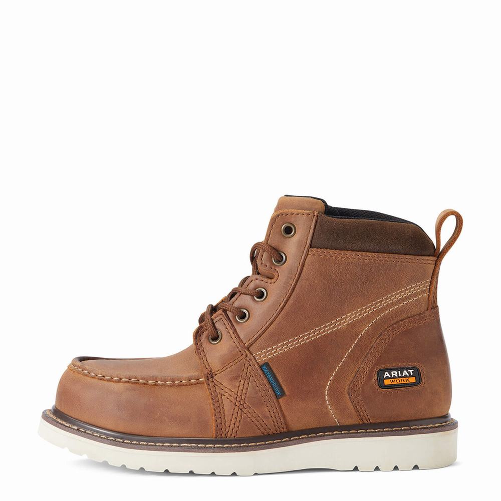 Orange Ariat Rebar Wedge Moc Toe Waterproof Composite Toe Women's Work Boots | GJYQ36971