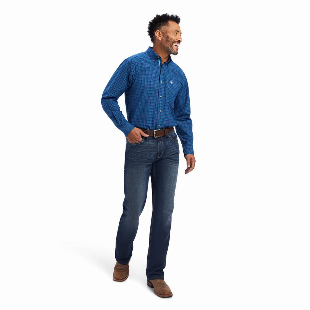 Peacock Ariat Pro Series Bertrand Stretch Classic Fit Men's Shirts | NUMY39260