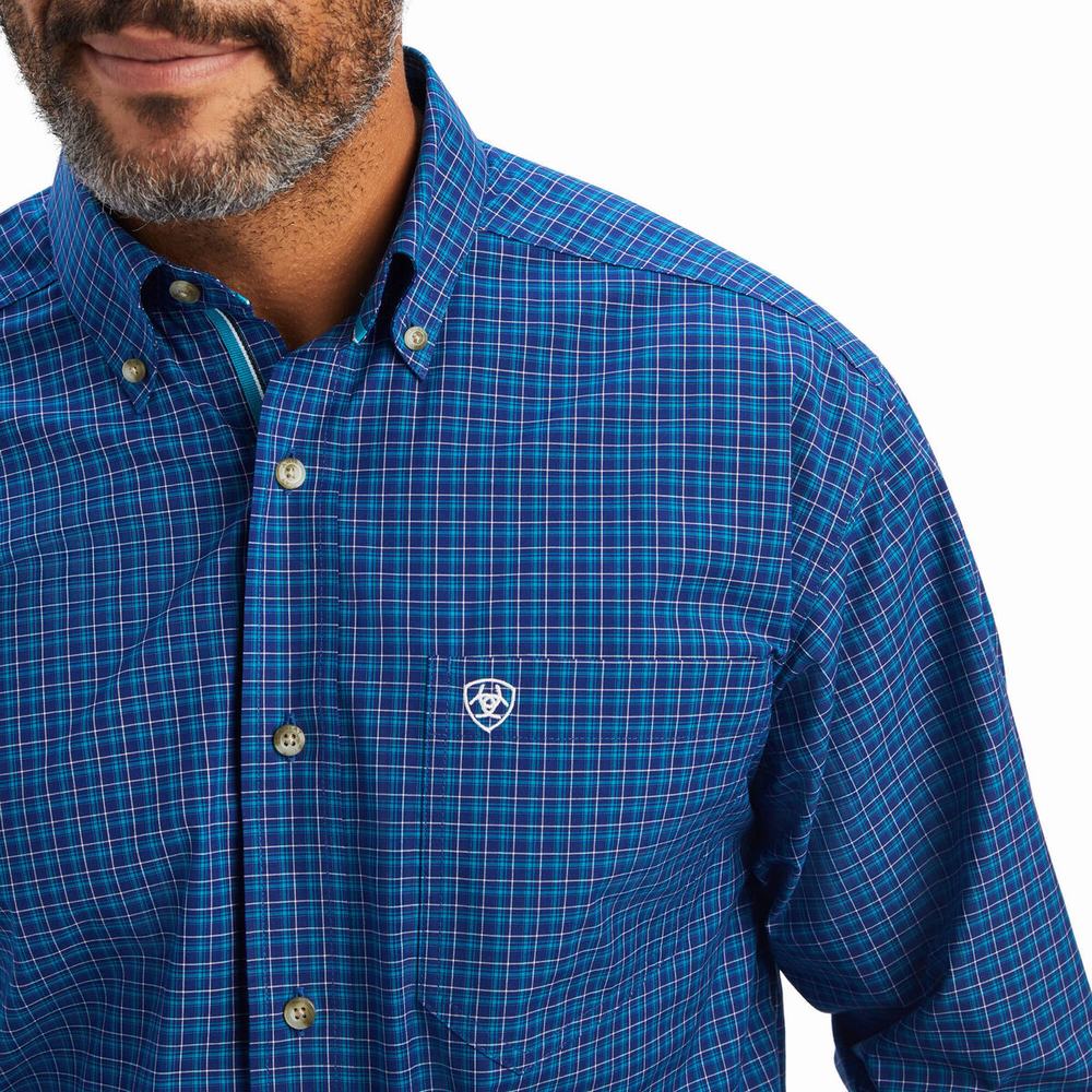 Peacock Ariat Pro Series Bertrand Stretch Classic Fit Men's Shirts | NUMY39260