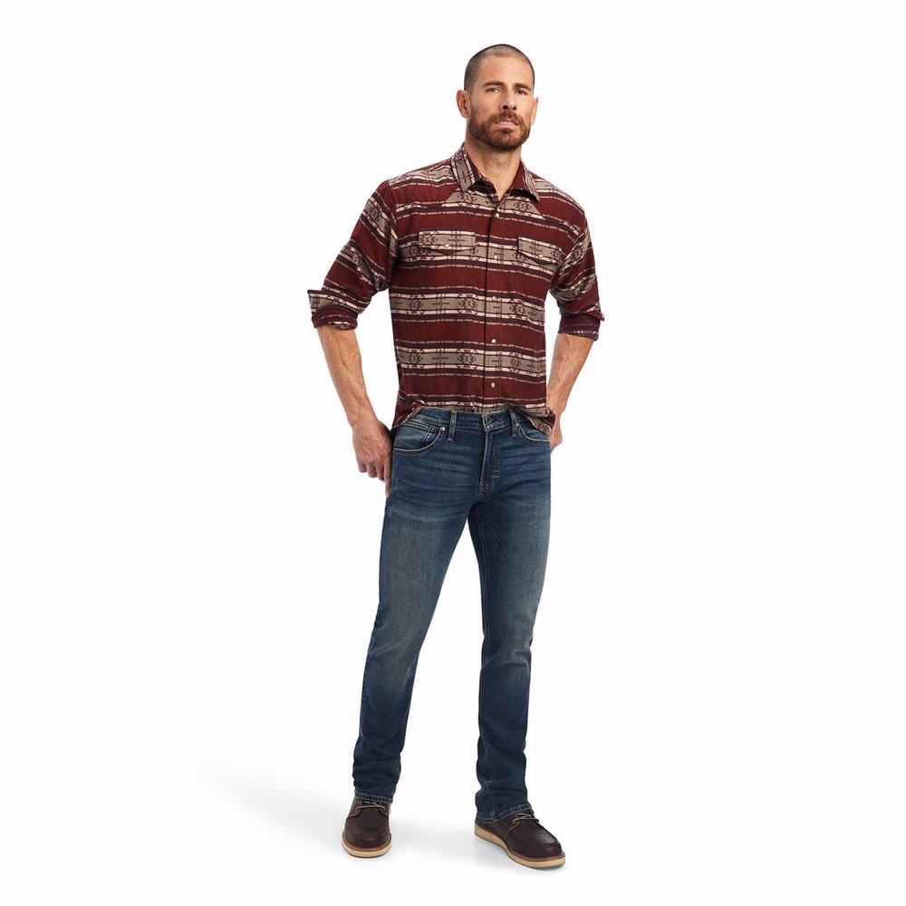 Pink Ariat Hendrie Retro Fit Men's Shirts | XVMU38957