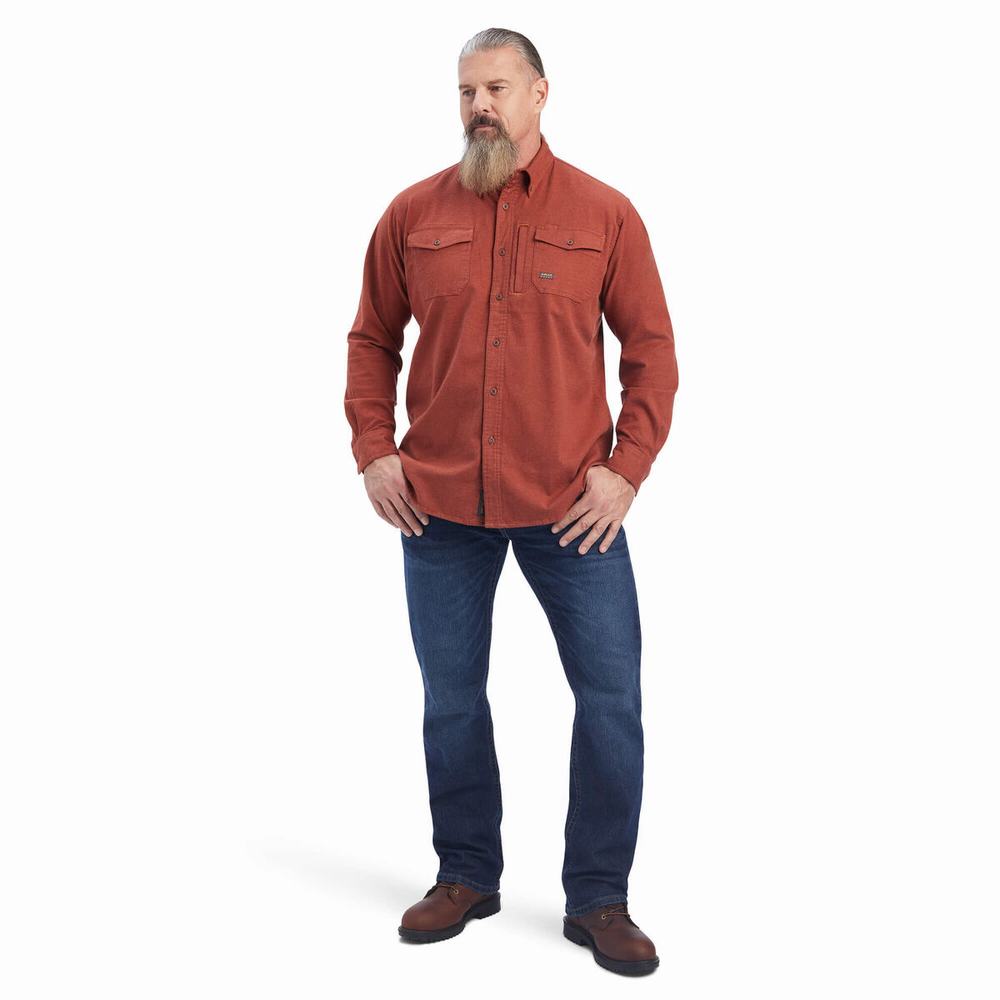 Pink Ariat Rebar Flannel DuraStretch Men's Shirts | DISP05981