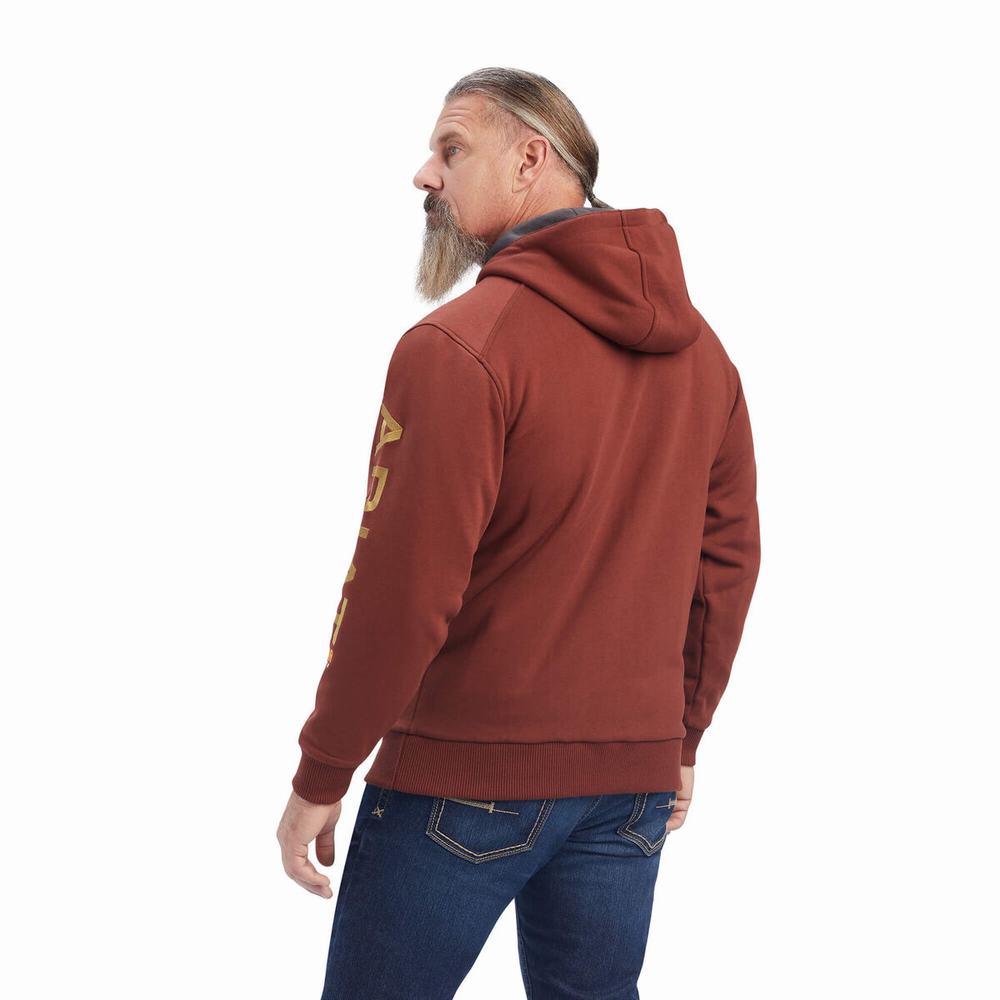 Pink Gold Ariat Rebar All-Weather Full Zip Men's Hoodies | RFEY02953