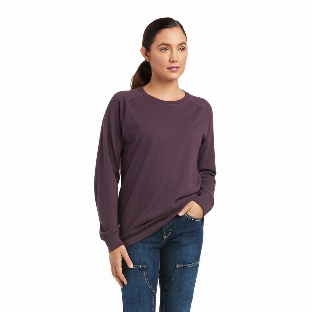 Purple Ariat Rebar CottonStrong Brand Flag Women's T Shirts | YBCP23015