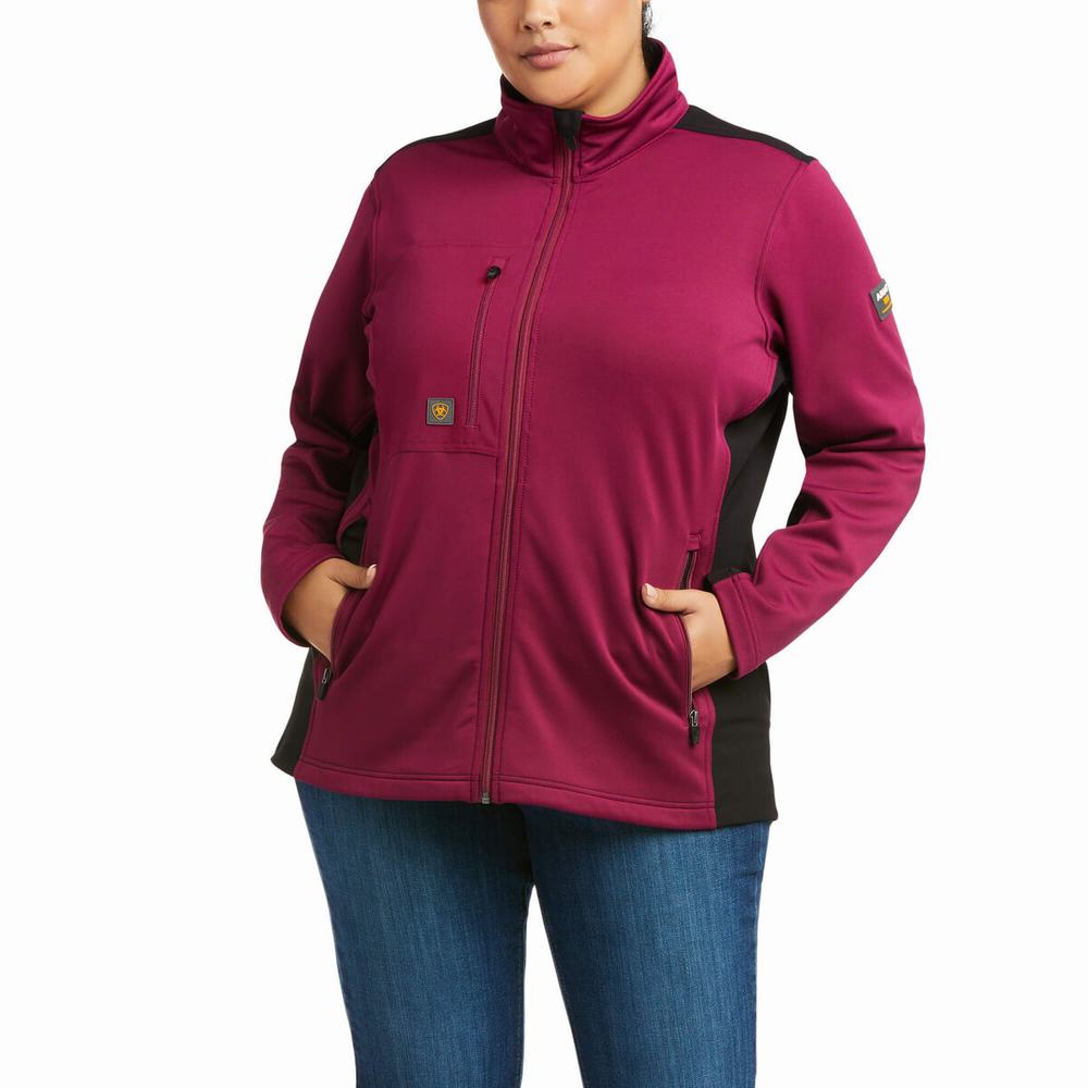 Purple Ariat Rebar Dri-Tech DuraStretch Fleece Hybrid Women's Jackets | GWTN31892