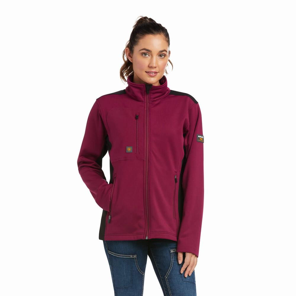 Purple Ariat Rebar Dri-Tech DuraStretch Fleece Hybrid Women\'s Jackets | GWTN31892