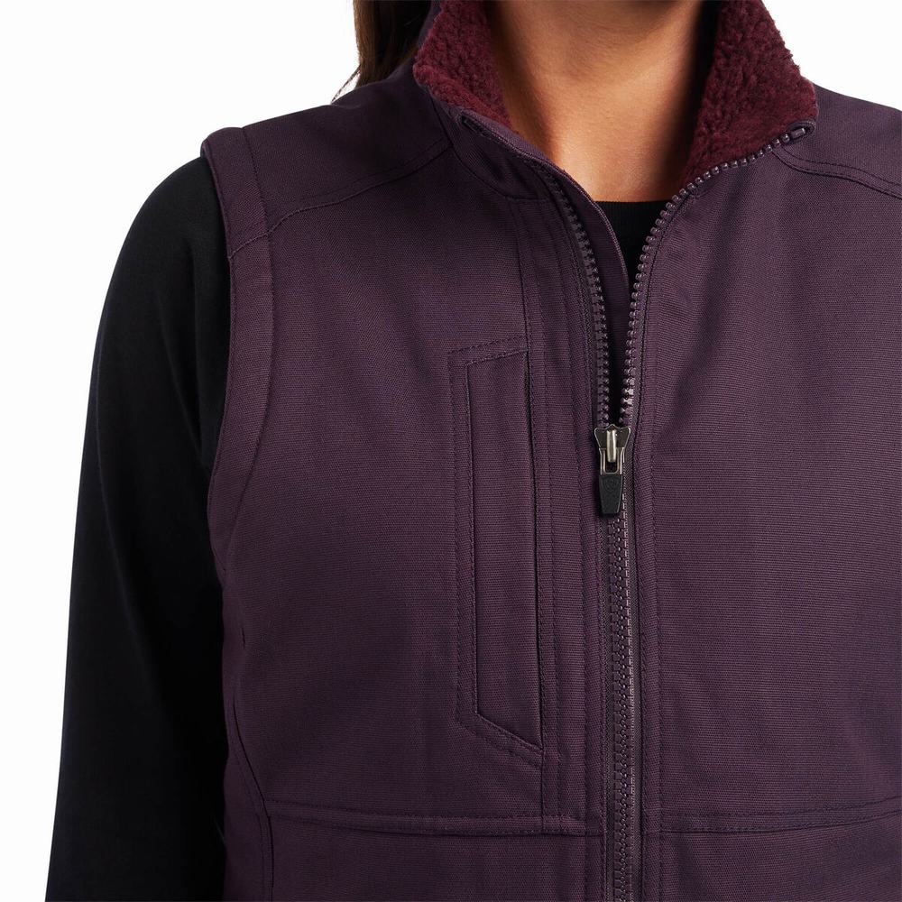 Purple Ariat Rebar DuraCanvas Insulated Women's Vests | MDRG05843