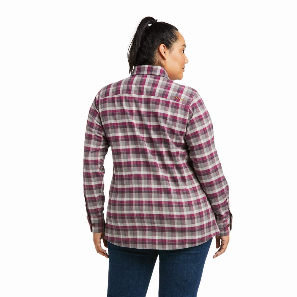 Purple Ariat Rebar Flannel DuraStretch Women's Shirts | BJEM27345