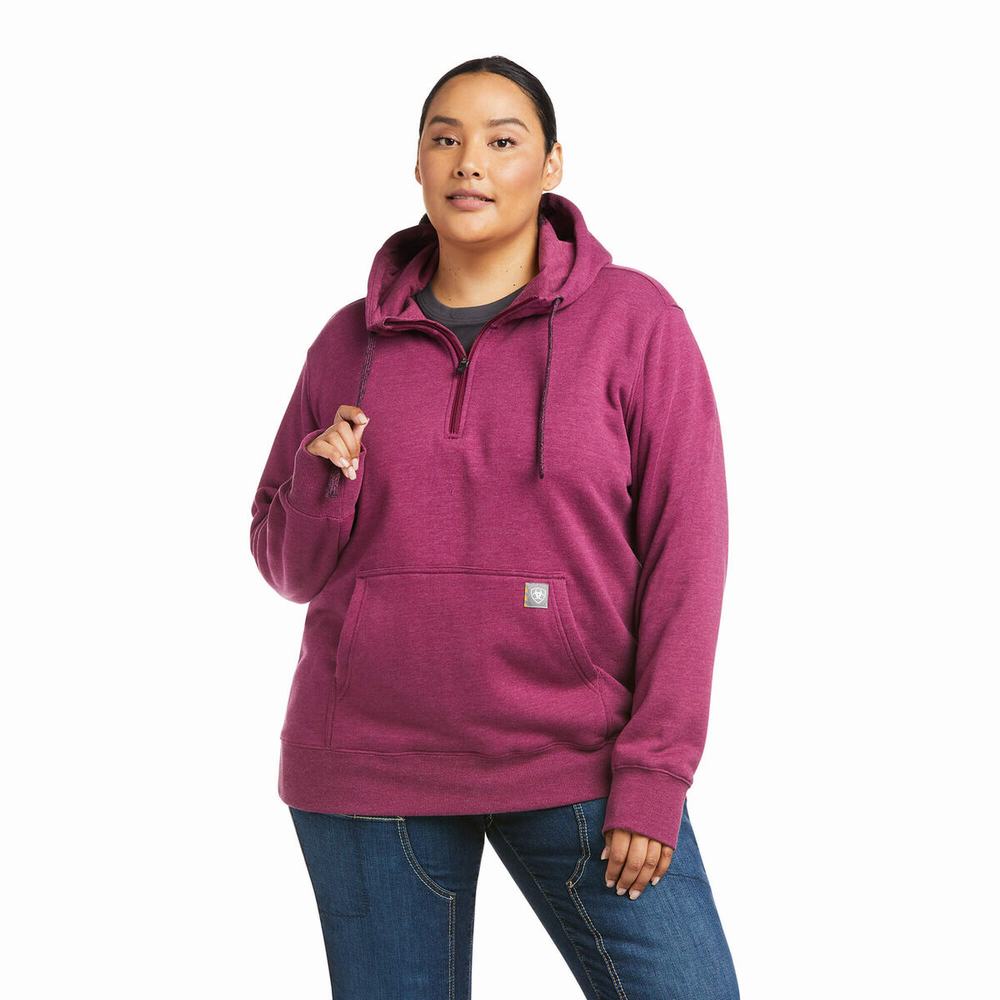 Purple Ariat Rebar Skill Set 1/2 Zip Women's Hoodies | PEUN37082