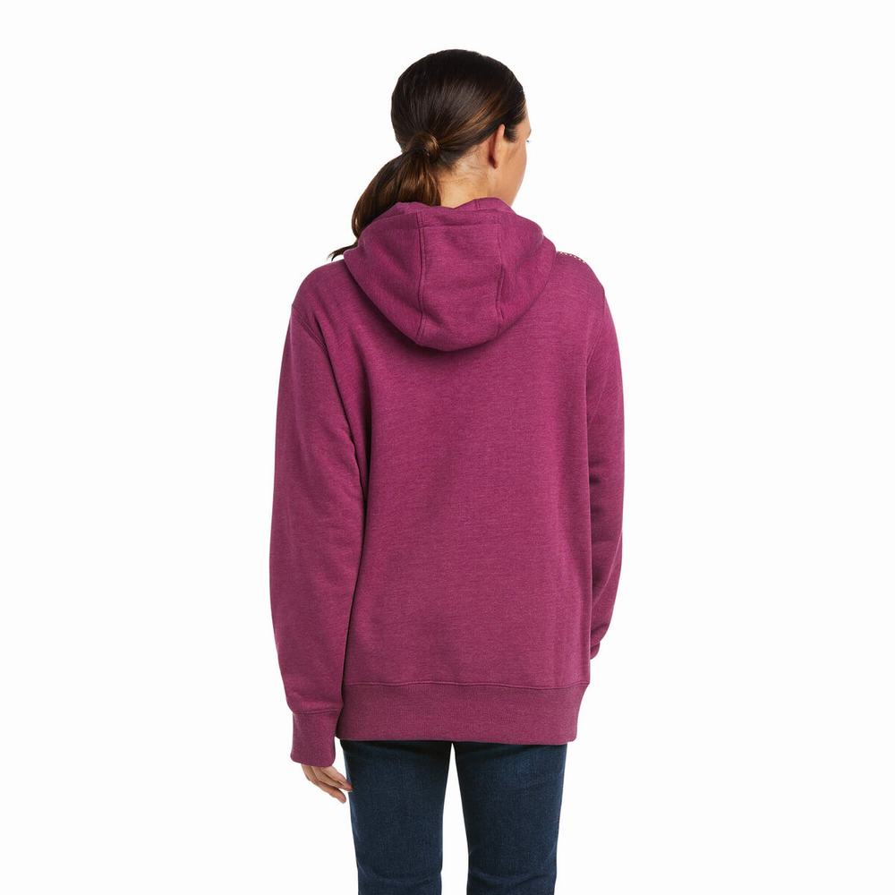 Purple Ariat Rebar Skill Set 1/2 Zip Women's Hoodies | PEUN37082