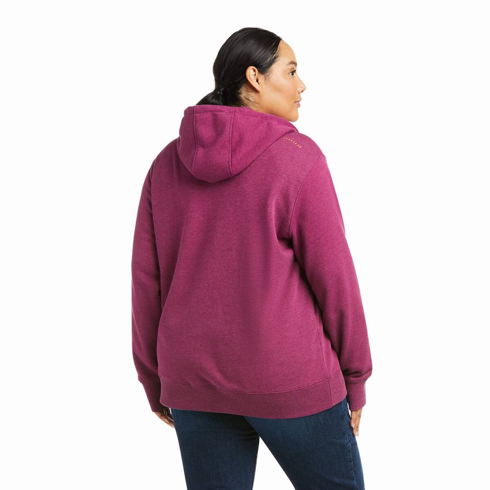 Purple Ariat Rebar Skill Set 1/2 Zip Women's Hoodies | PEUN37082