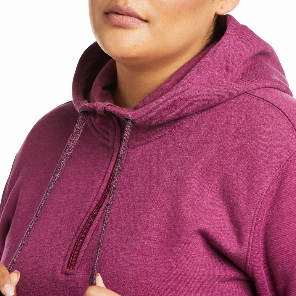 Purple Ariat Rebar Skill Set 1/2 Zip Women's Hoodies | PEUN37082