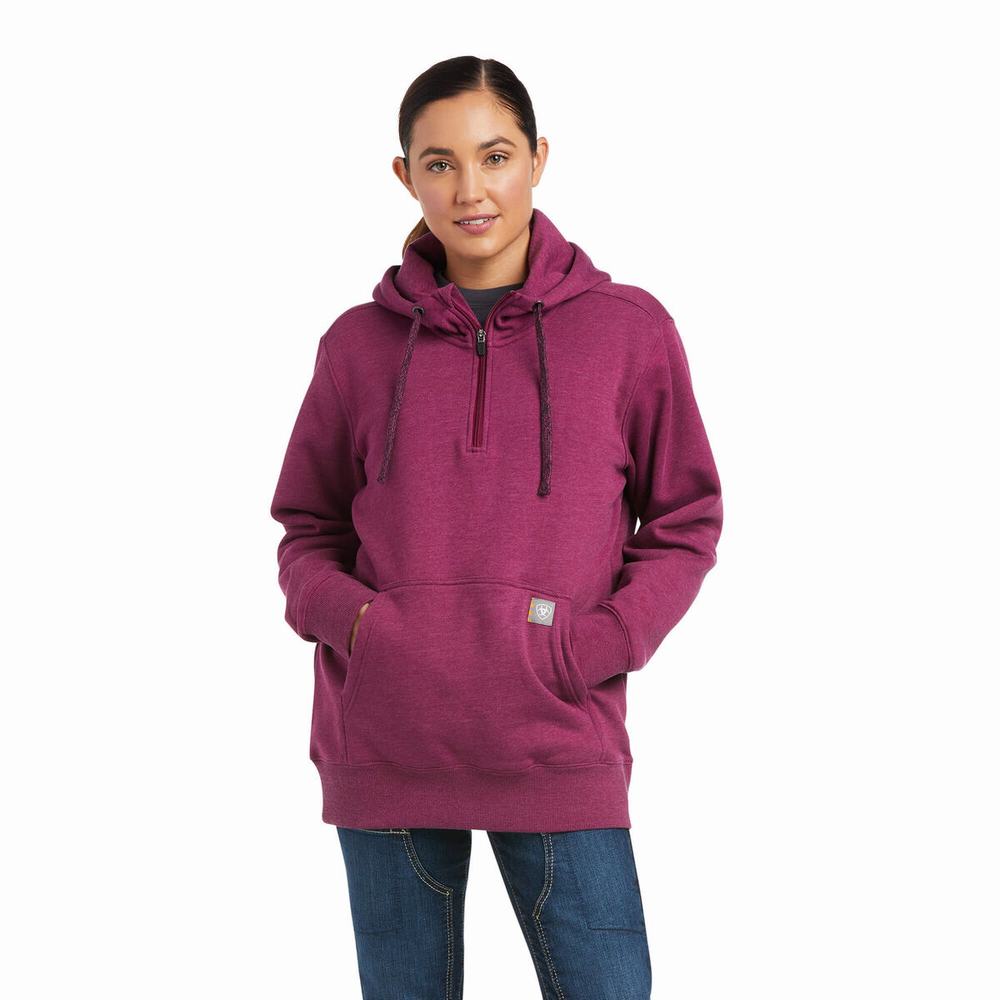 Purple Ariat Rebar Skill Set 1/2 Zip Women\'s Hoodies | PEUN37082