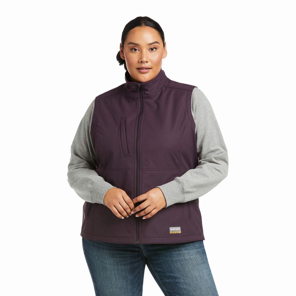 Purple Ariat Rebar Stretch Canvas Softshell Women's Vests | IHJQ25093