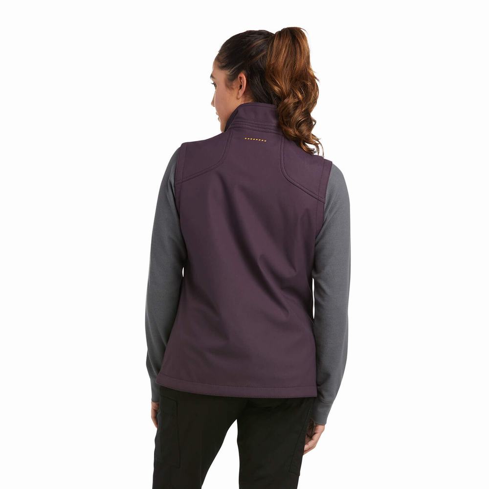 Purple Ariat Rebar Stretch Canvas Softshell Women's Vests | IHJQ25093