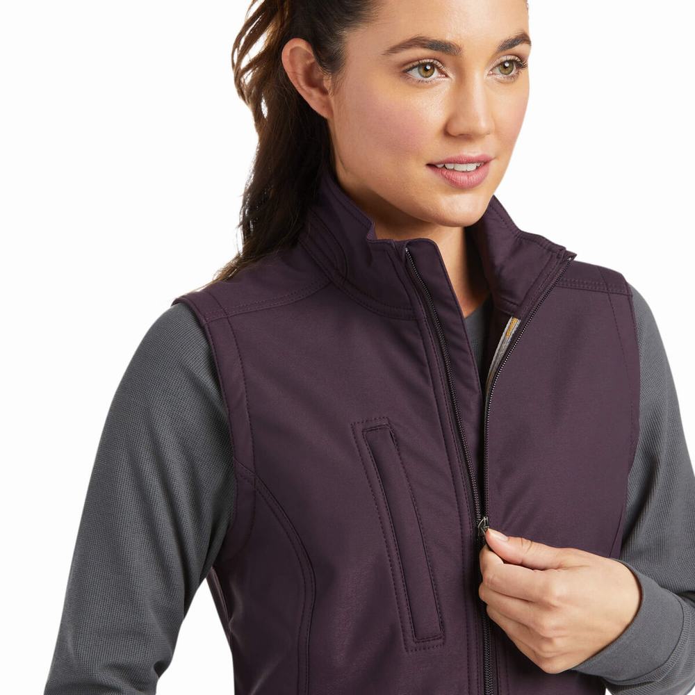 Purple Ariat Rebar Stretch Canvas Softshell Women's Vests | IHJQ25093