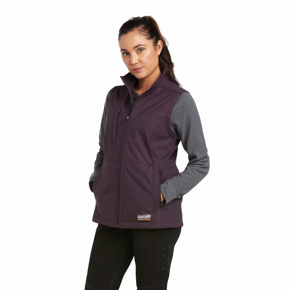 Purple Ariat Rebar Stretch Canvas Softshell Women\'s Vests | IHJQ25093