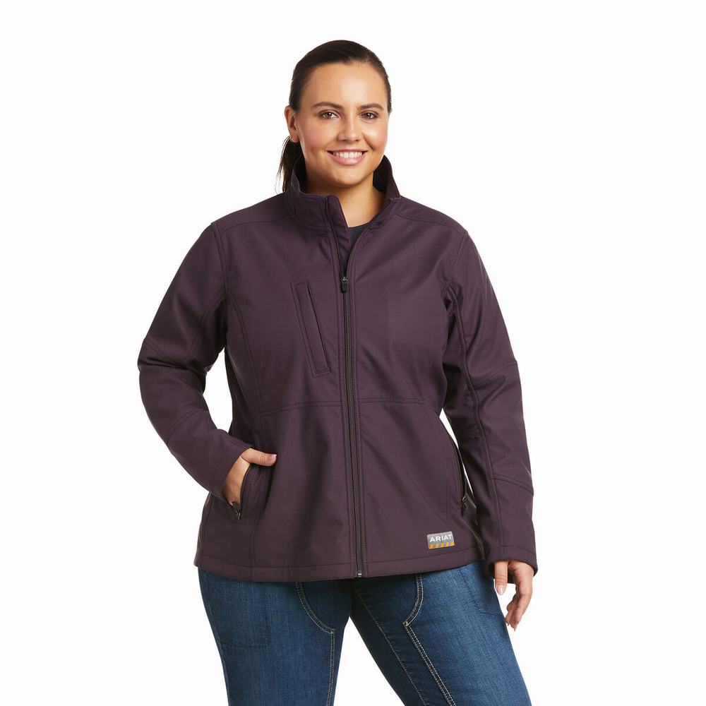 Purple Ariat Rebar Stretch Canvas Softshell Women's Jackets | PYHA95817