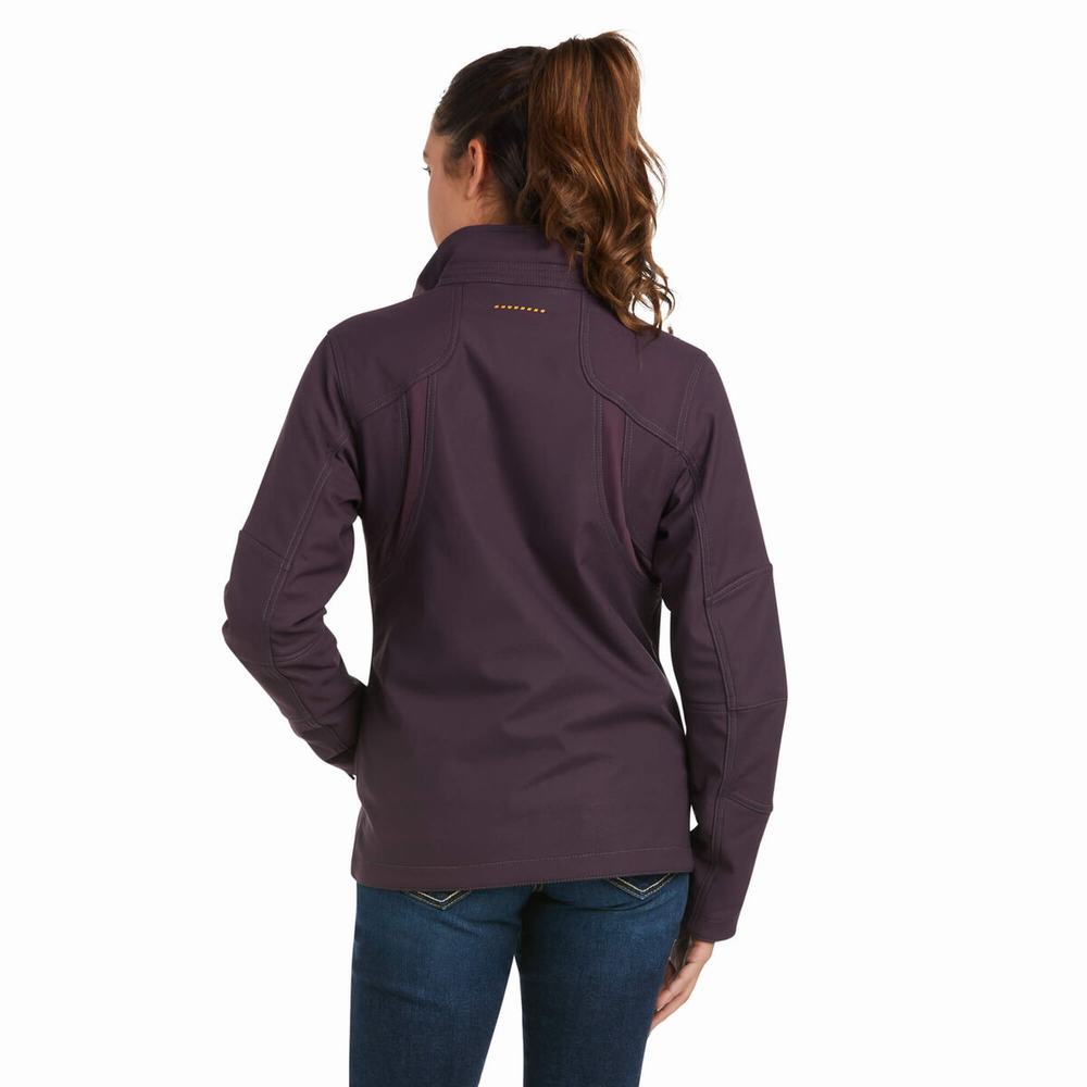 Purple Ariat Rebar Stretch Canvas Softshell Women's Jackets | PYHA95817