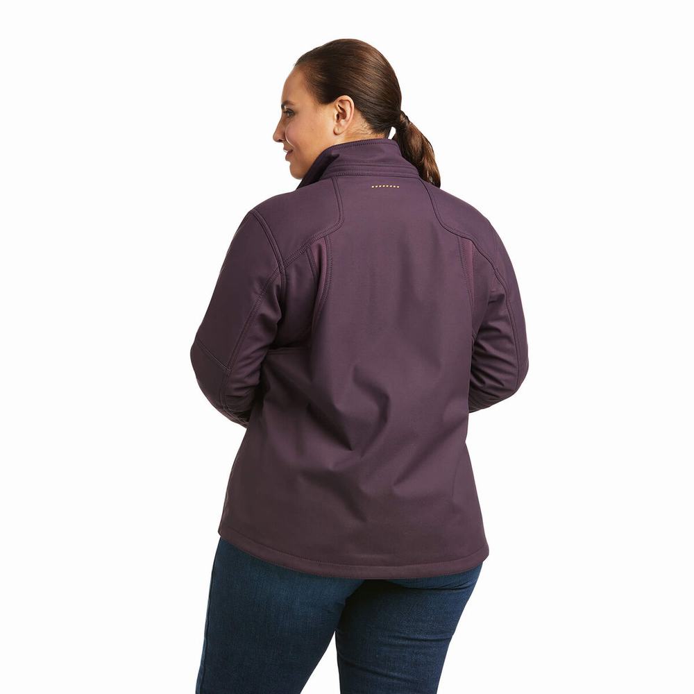 Purple Ariat Rebar Stretch Canvas Softshell Women's Jackets | PYHA95817