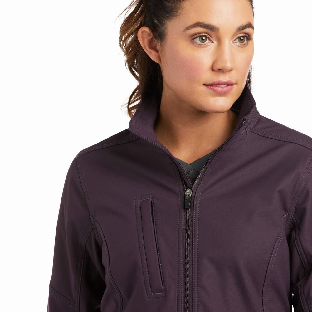 Purple Ariat Rebar Stretch Canvas Softshell Women's Jackets | PYHA95817