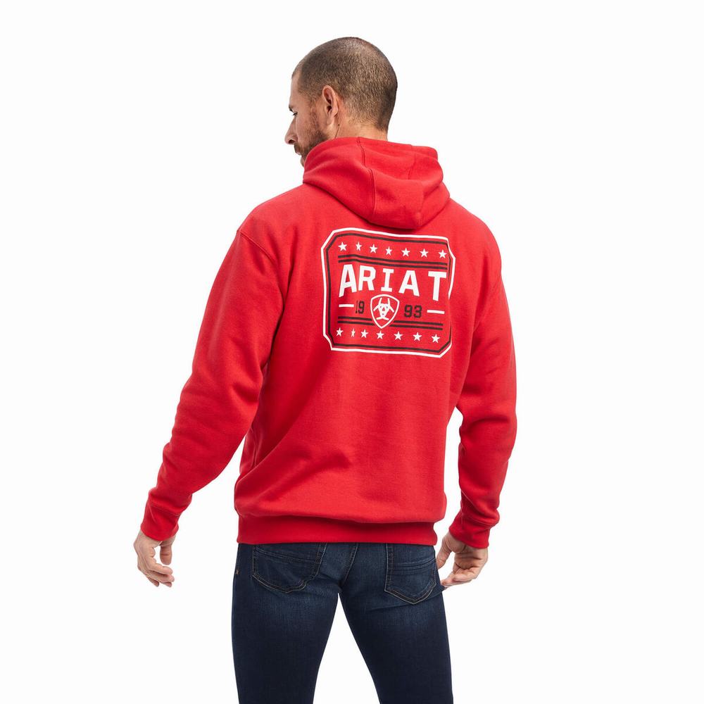 Red Ariat 93 Liberty Men's Hoodies | SMCO05627