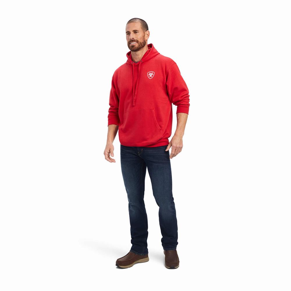 Red Ariat 93 Liberty Men's Hoodies | SMCO05627