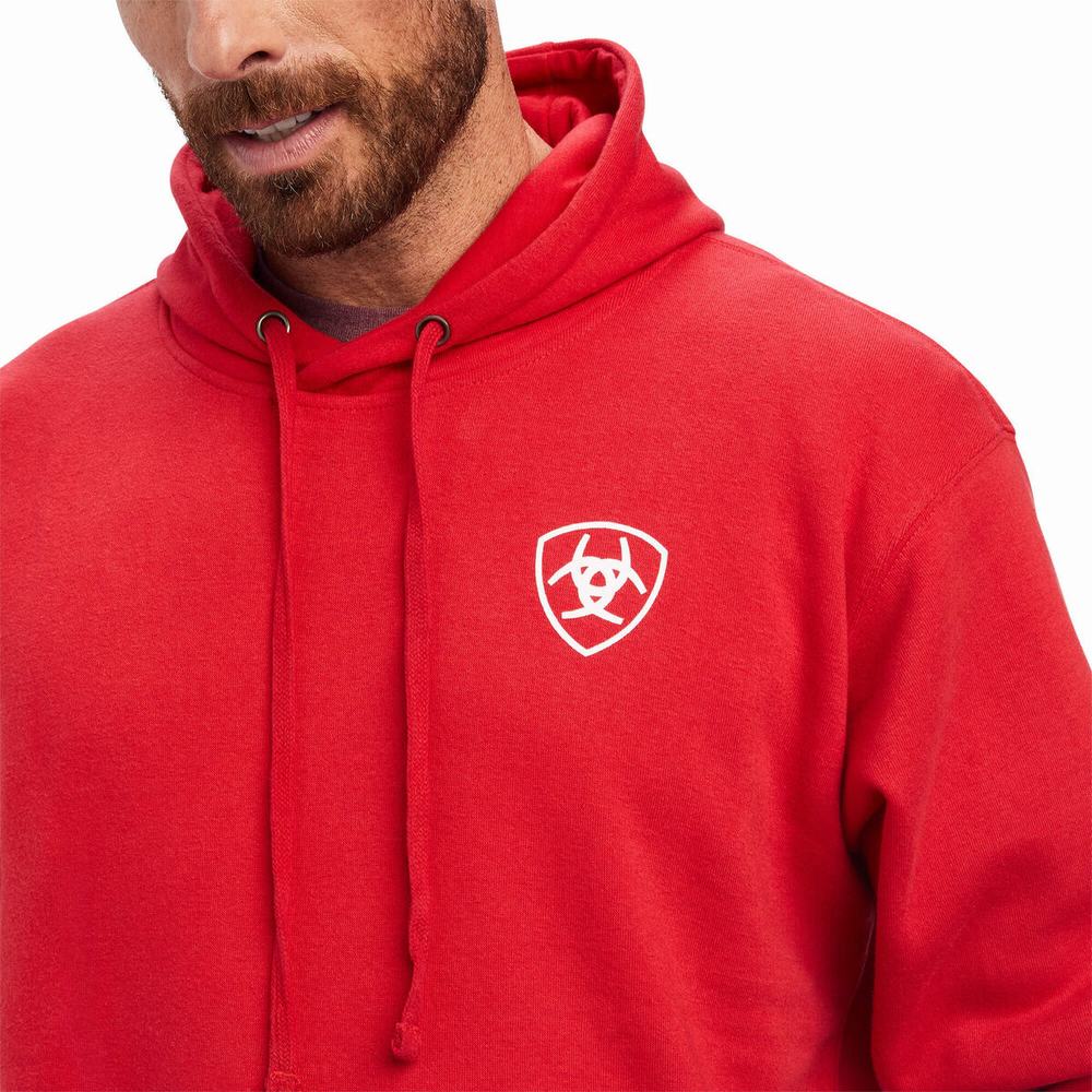 Red Ariat 93 Liberty Men's Hoodies | SMCO05627