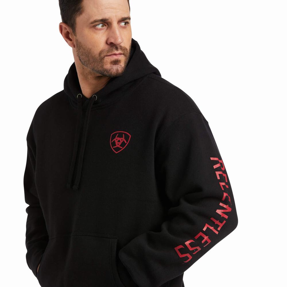 Red Ariat Basic Men's Hoodies | WGDN91827