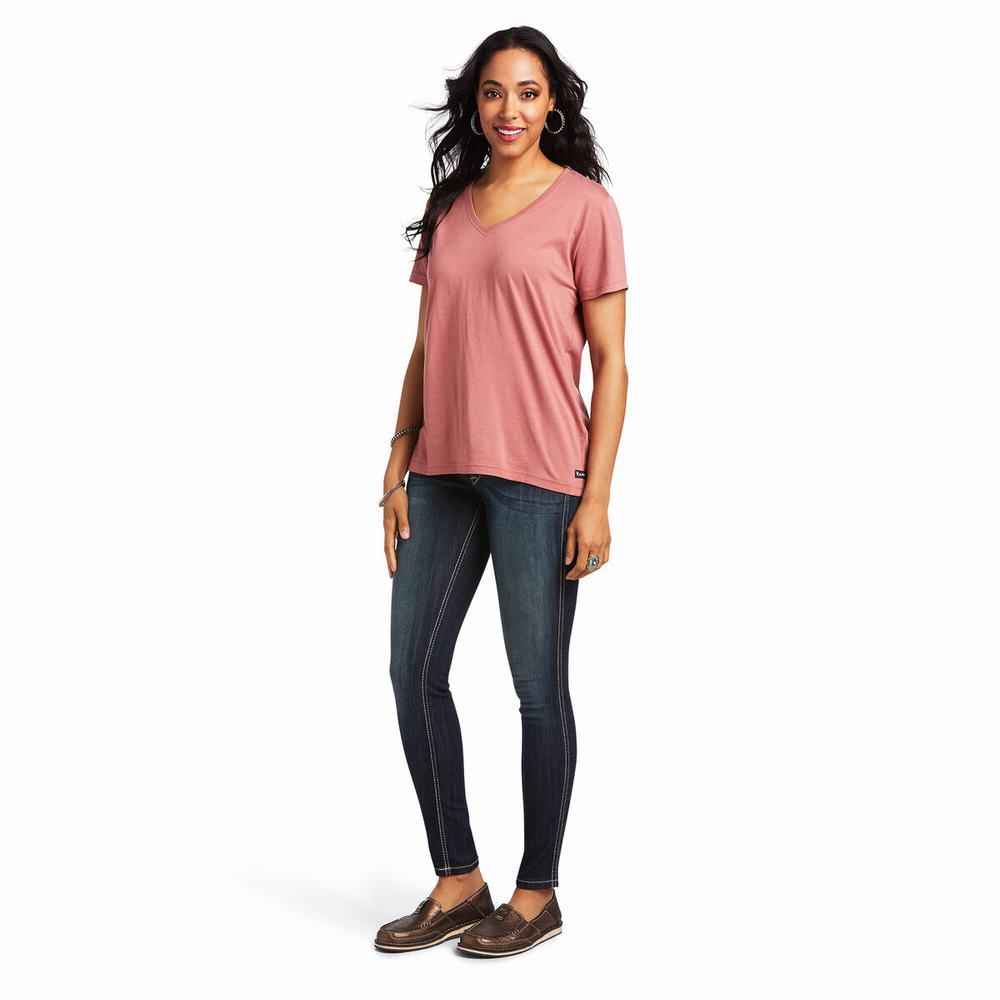 Red Ariat Element Women's Tops | ALDC64925