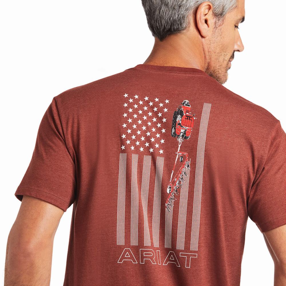 Red Ariat Farm Men's Polo Shirts | ERVQ92738