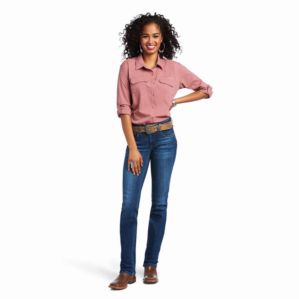 Red Ariat Outbound VentTEK Stretch Women's Tops | VJQU25937