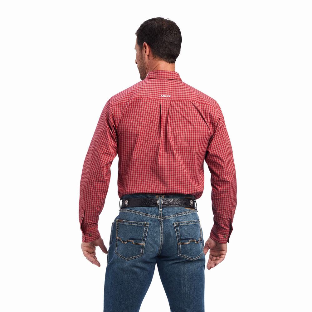 Red Ariat Pro Series Norwell Fitted Men's Shirts | ILFS61275