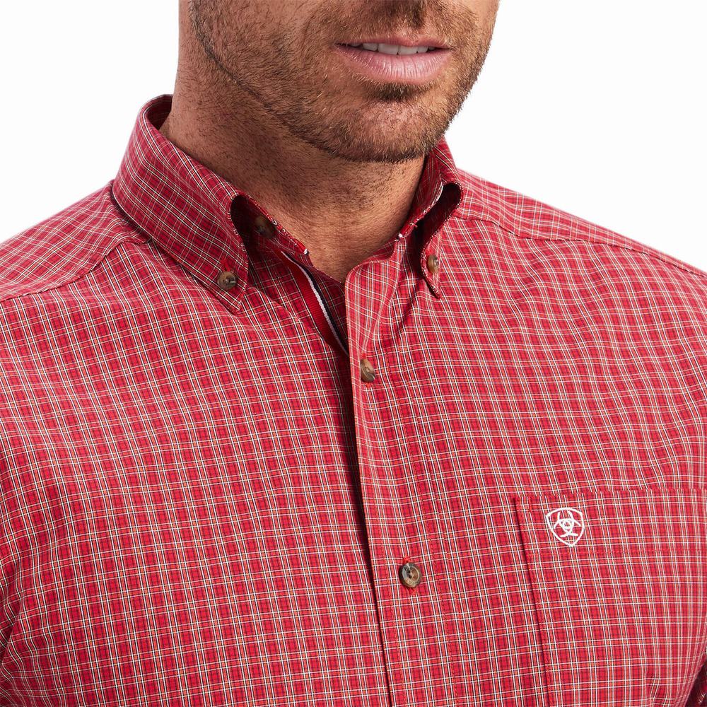 Red Ariat Pro Series Norwell Fitted Men's Shirts | ILFS61275