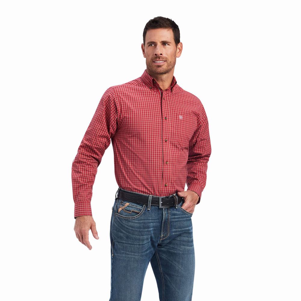 Red Ariat Pro Series Norwell Fitted Men\'s Shirts | ILFS61275