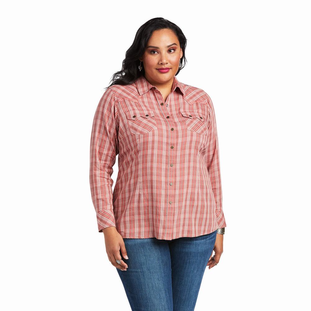 Red Ariat REAL Antique Thunderbird Women's Tops | RQIJ97328