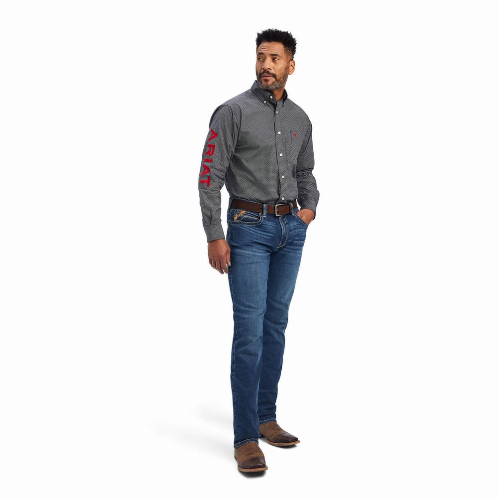 Red Ariat Team Massimo Classic Fit Men's Shirts | RCPN89427