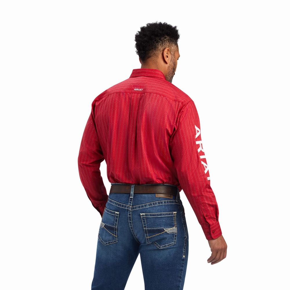 Red Ariat Team Maximus Classic Fit Men's Shirts | PRVM07516