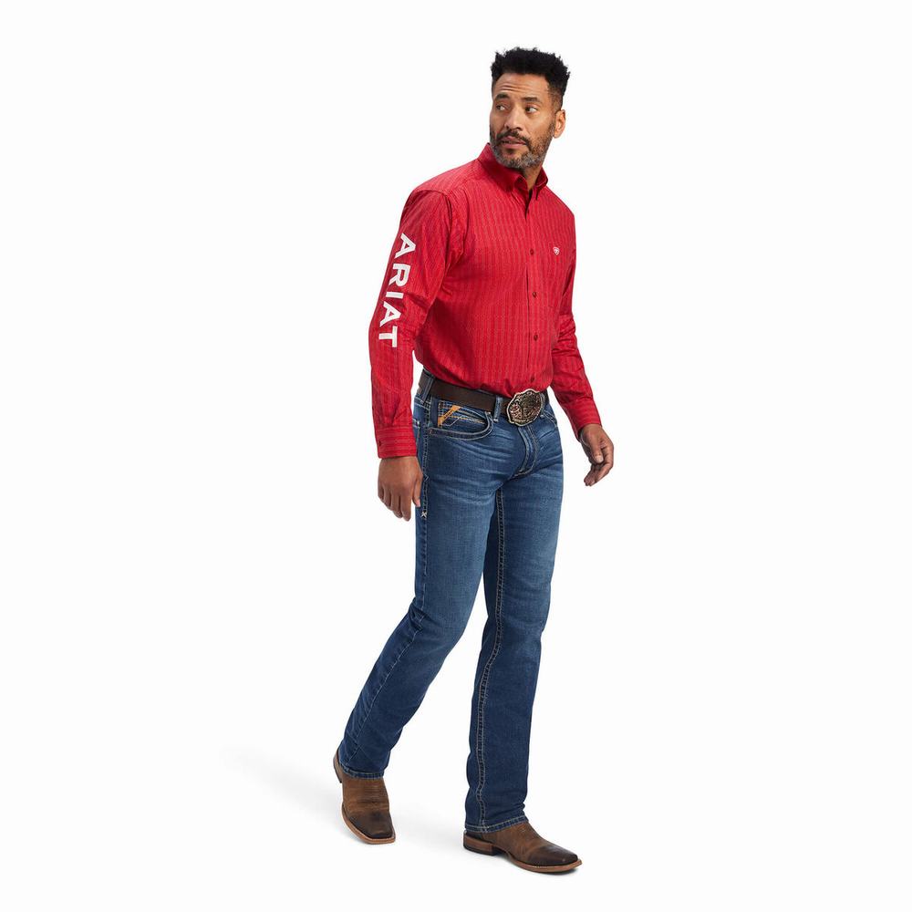 Red Ariat Team Maximus Classic Fit Men's Shirts | PRVM07516