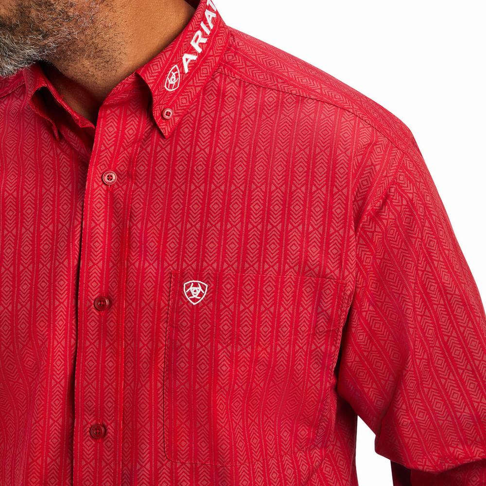 Red Ariat Team Maximus Classic Fit Men's Shirts | PRVM07516