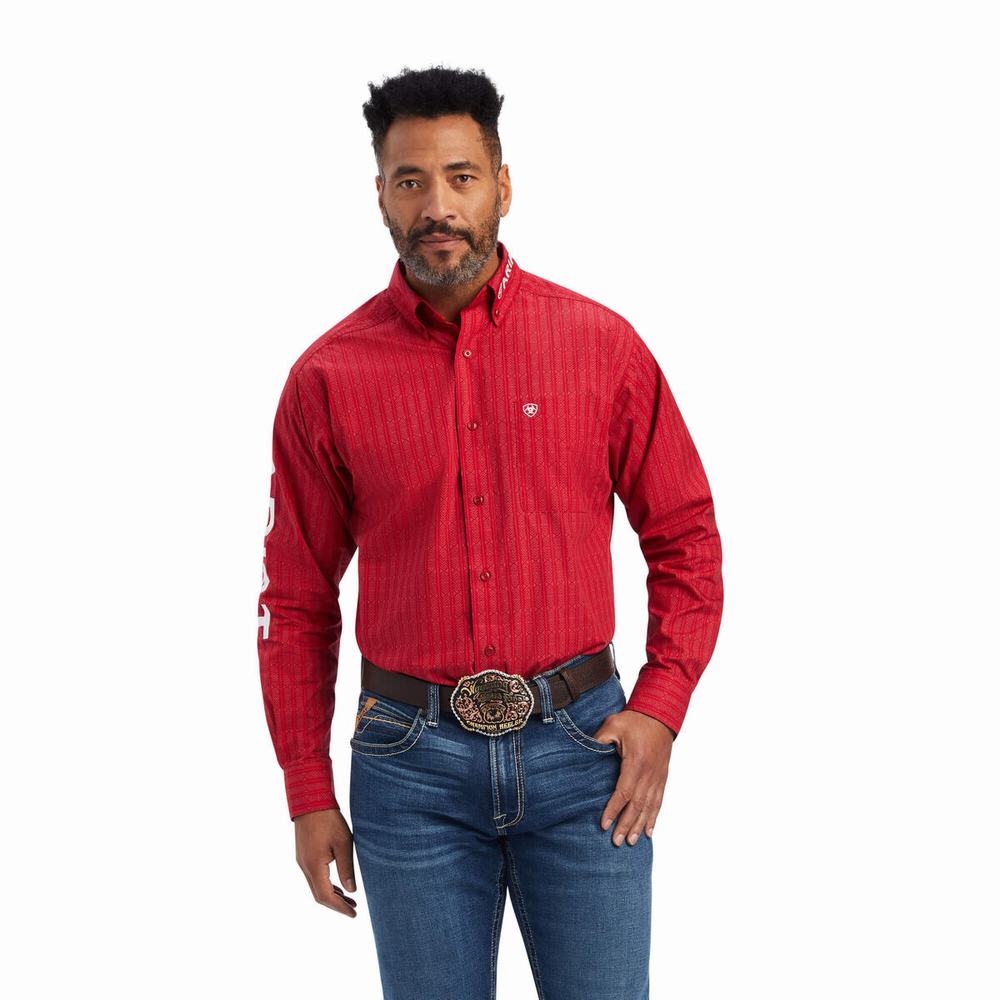 Red Ariat Team Maximus Classic Fit Men\'s Shirts | PRVM07516