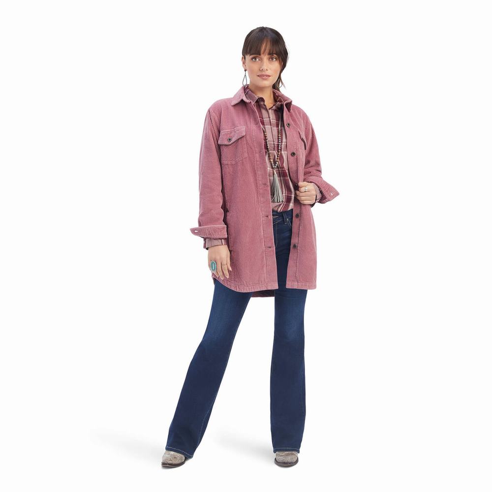 Rose Ariat On the Run Shacket Women's Jackets | FJPY01265