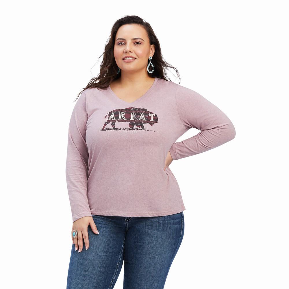 Rose Ariat REAL Chest Logo Relaxed Women's Tops | AHQV06298