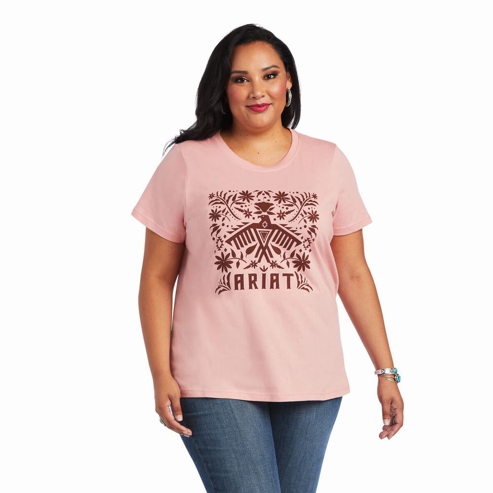 Rose Ariat REAL Relaxed Fiesta Logo Women's Tops | GUPY10789