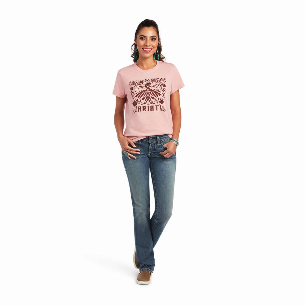 Rose Ariat REAL Relaxed Fiesta Logo Women's Tops | GUPY10789