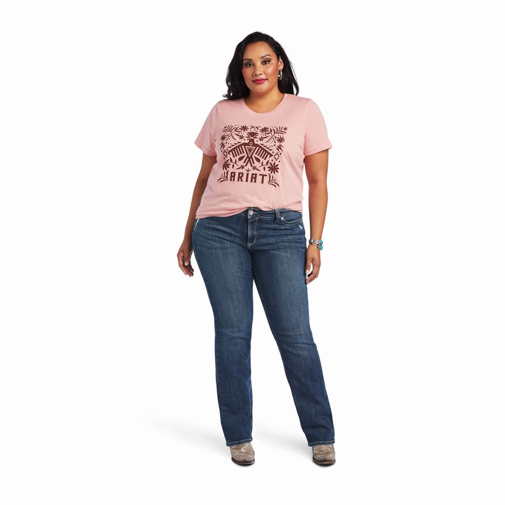 Rose Ariat REAL Relaxed Fiesta Logo Women's Tops | GUPY10789